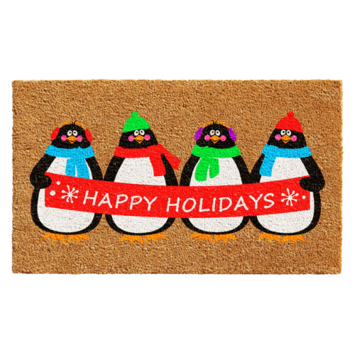 Holiday Penguines Doormat