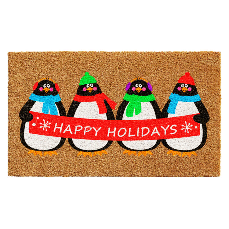 Holiday Penguines Doormat